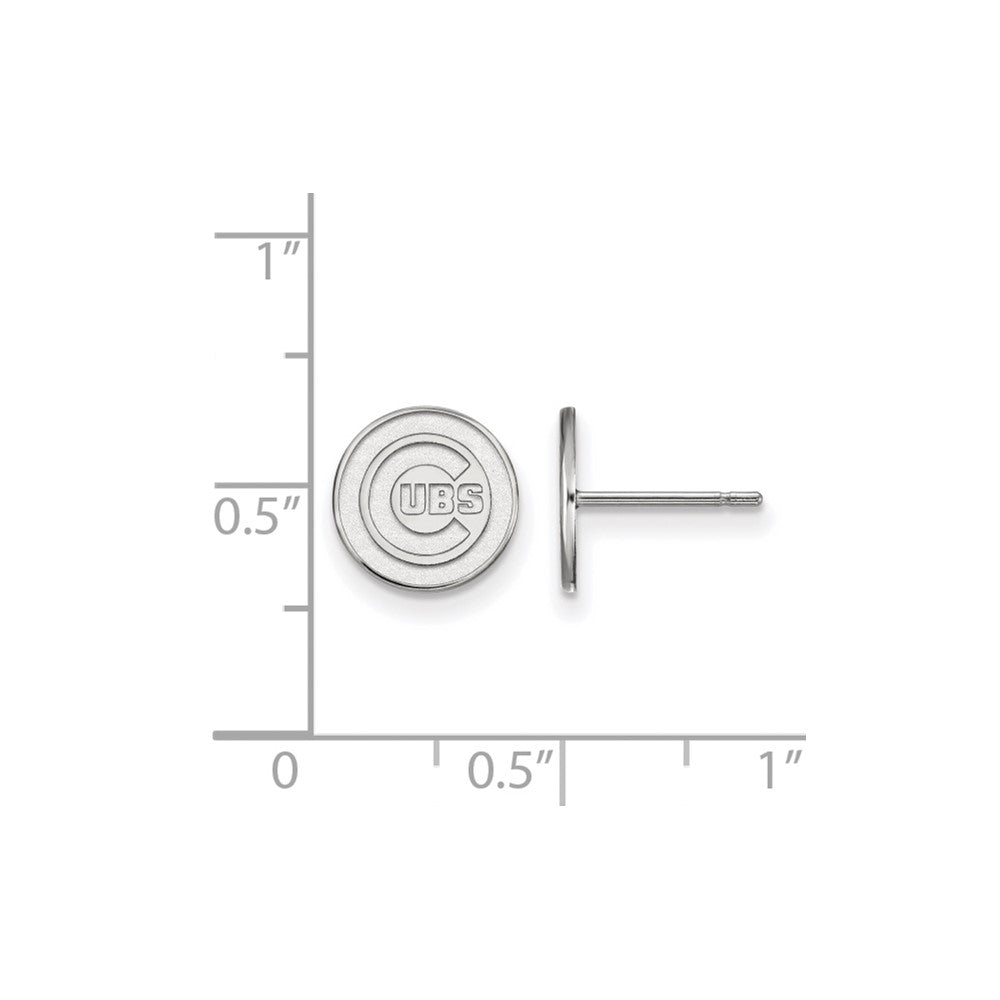 Alternate view of the Sterling Silver MLB Chicago Cubs XS Disc Post Earrings by The Black Bow Jewelry Co.