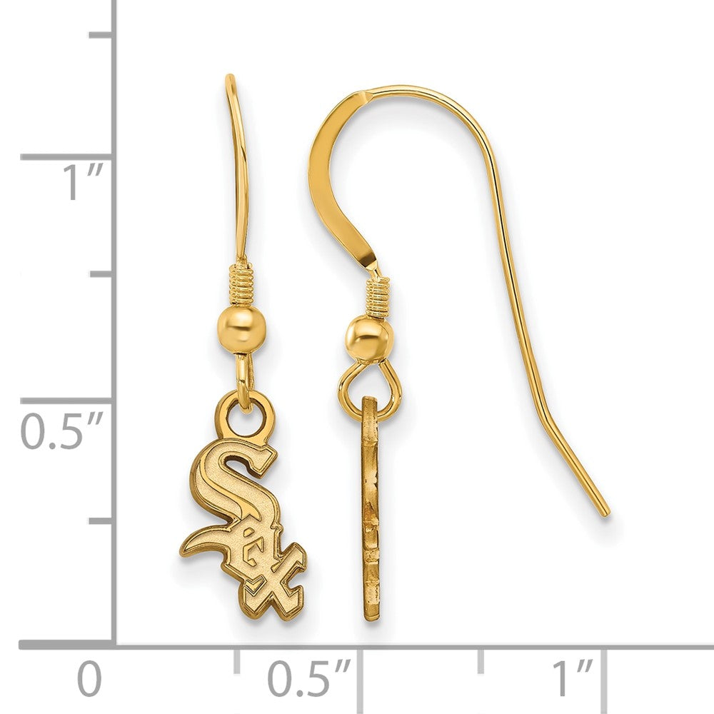 Alternate view of the 14K Gold Plated Silver MLB Chicago White Sox XS Dangle Earrings by The Black Bow Jewelry Co.