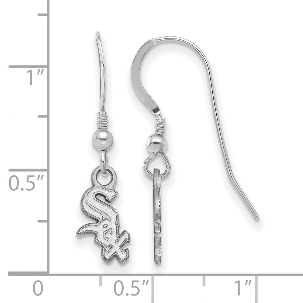 Alternate view of the Sterling Silver MLB Chicago White Sox XS Dangle Earrings by The Black Bow Jewelry Co.