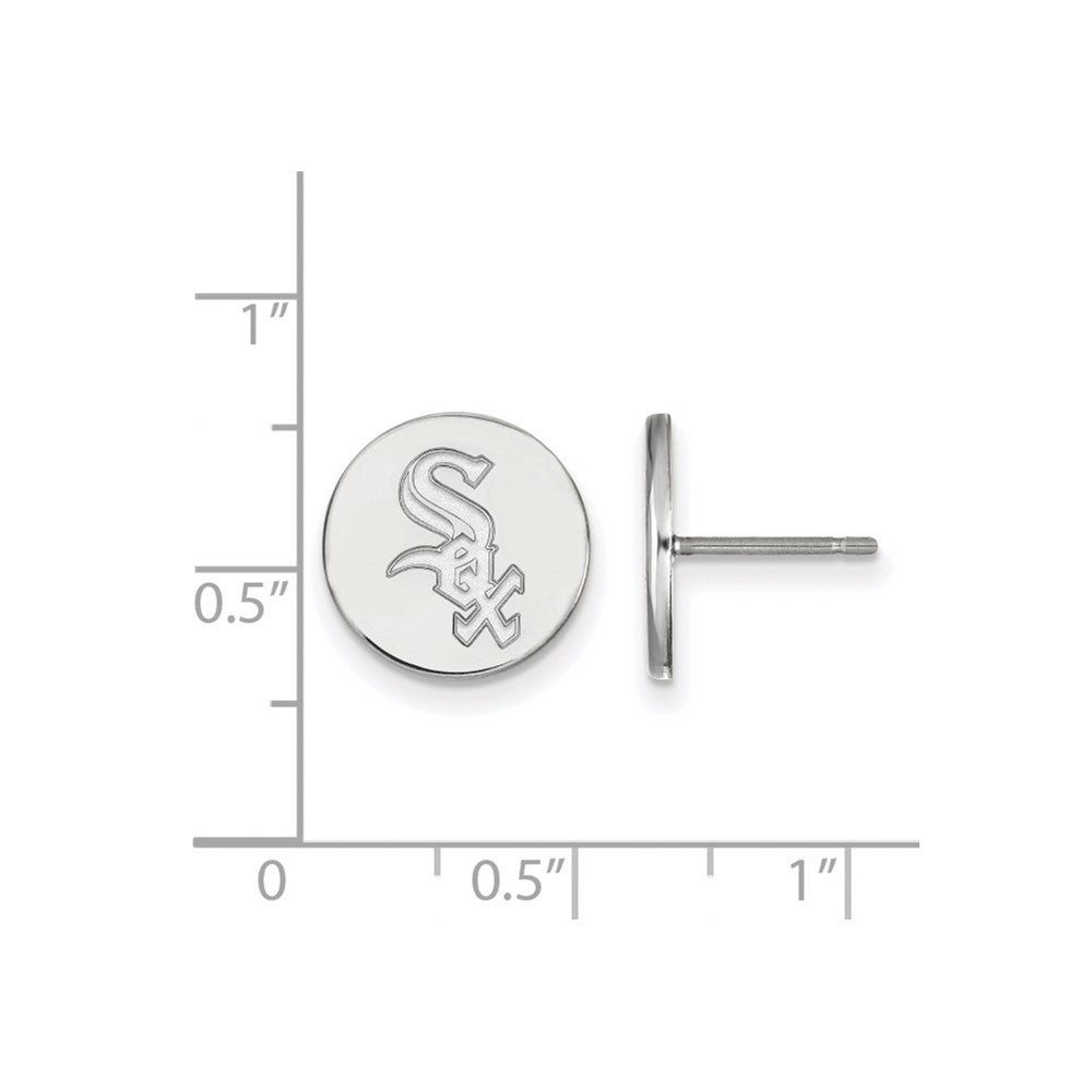 Alternate view of the Sterling Silver MLB Chicago White Sox SM Disc Post Earrings by The Black Bow Jewelry Co.