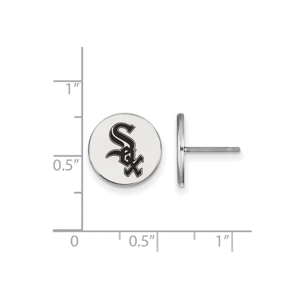 Alternate view of the Sterling Silver MLB Chicago White Sox SM Enamel Disc Post Earrings by The Black Bow Jewelry Co.