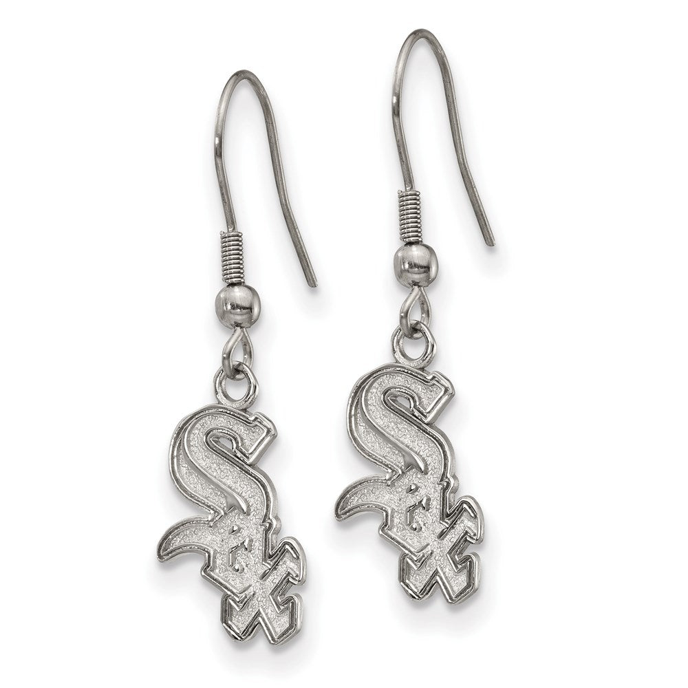 Alternate view of the Stainless Steel MLB Chicago White Sox SM Dangle Earrings by The Black Bow Jewelry Co.