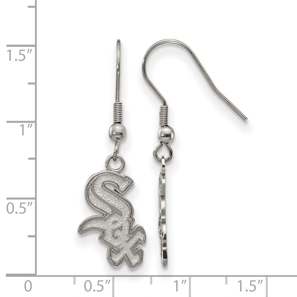 Alternate view of the Stainless Steel MLB Chicago White Sox SM Dangle Earrings by The Black Bow Jewelry Co.
