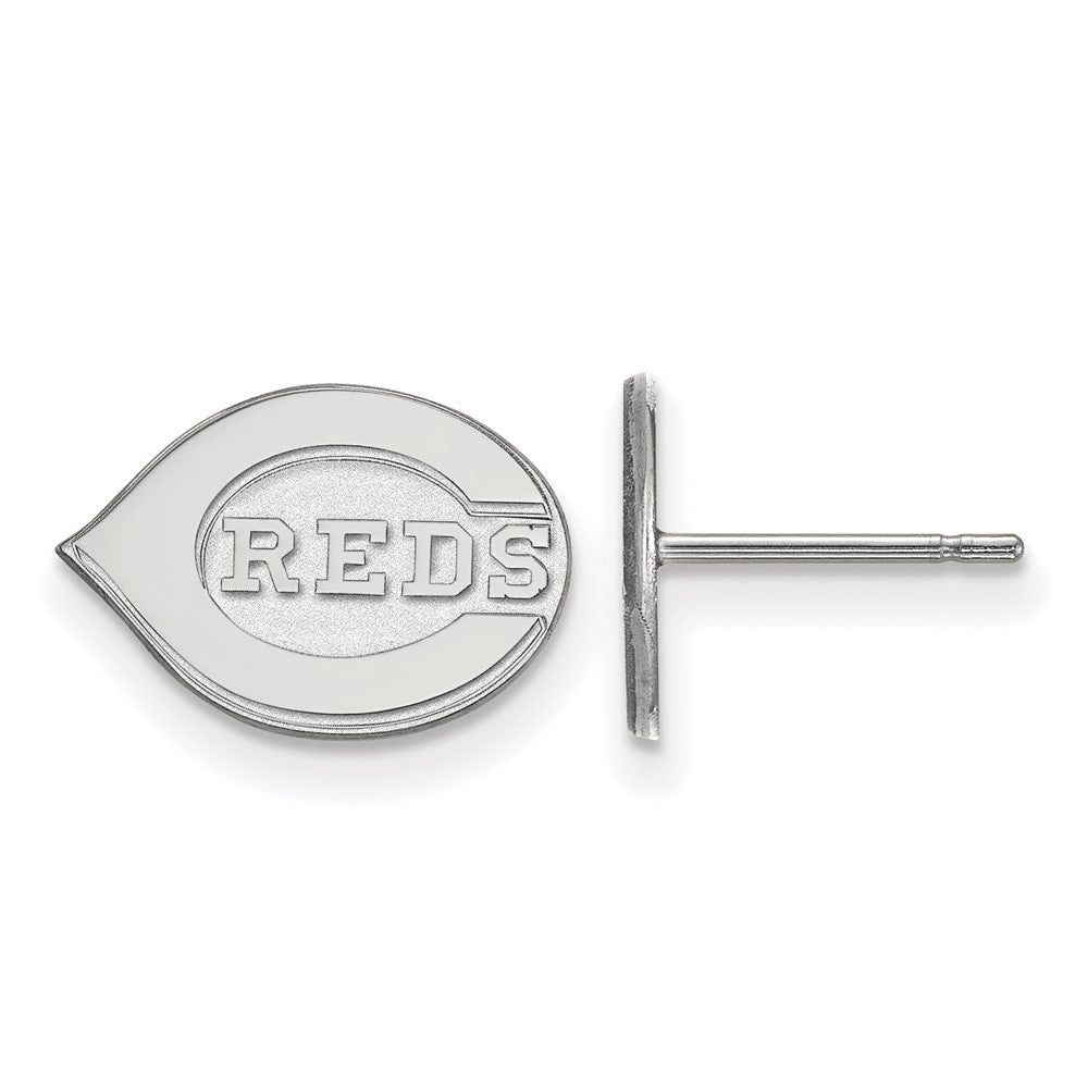 10K White Gold MLB Cincinnati Reds Extra Small Post Earrings, Item E18674 by The Black Bow Jewelry Co.