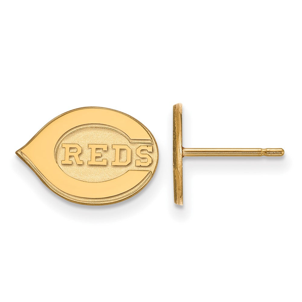 10K Yellow Gold MLB Cincinnati Reds Extra Small Post Earrings, Item E18675 by The Black Bow Jewelry Co.