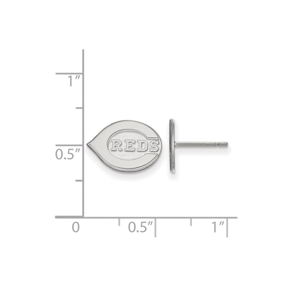 Alternate view of the 14K White Gold MLB Cincinnati Reds Extra Small Post Earrings by The Black Bow Jewelry Co.