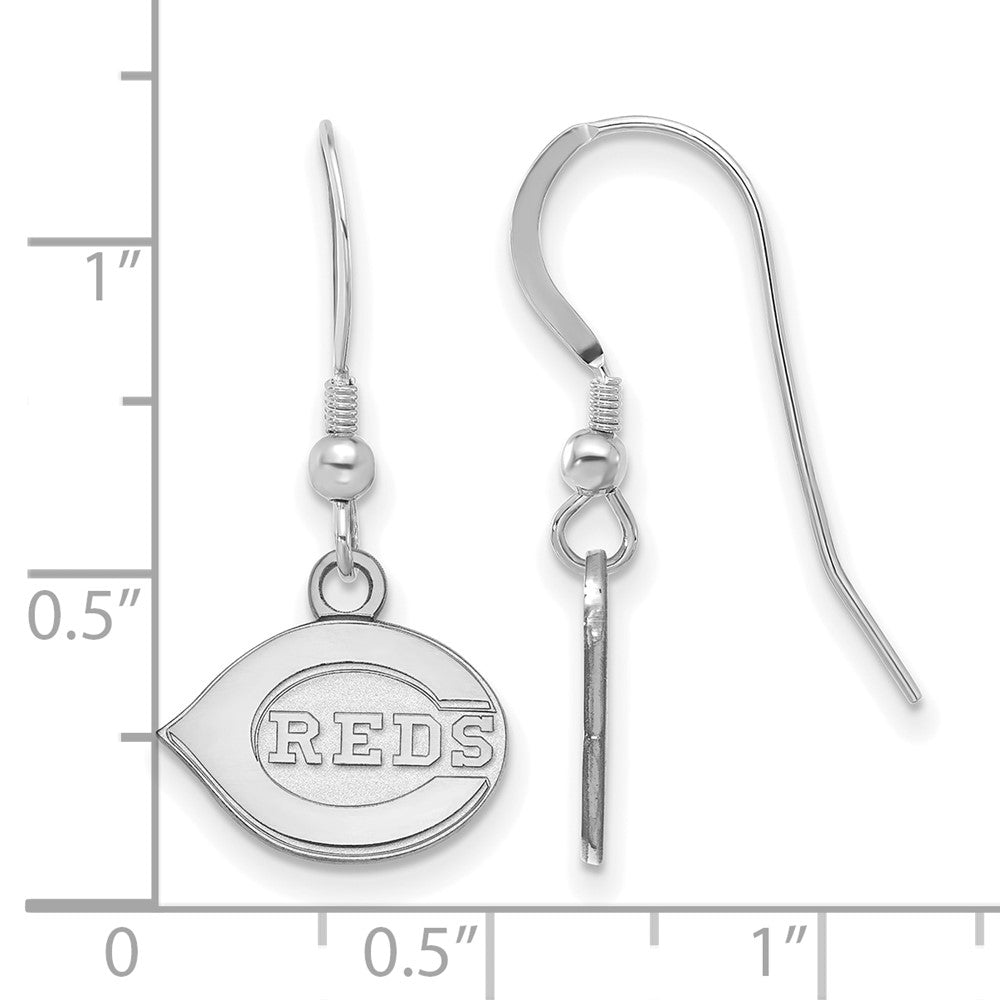 Alternate view of the Sterling Silver MLB Cincinnati Reds XS Dangle Earrings by The Black Bow Jewelry Co.