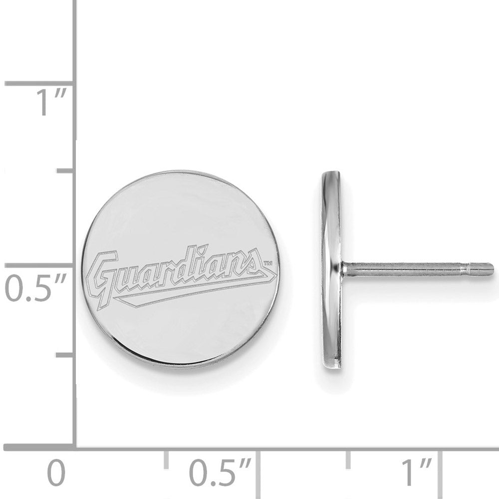 Alternate view of the Sterling Silver MLB Cleveland Guardians SM Disc Post Earrings by The Black Bow Jewelry Co.