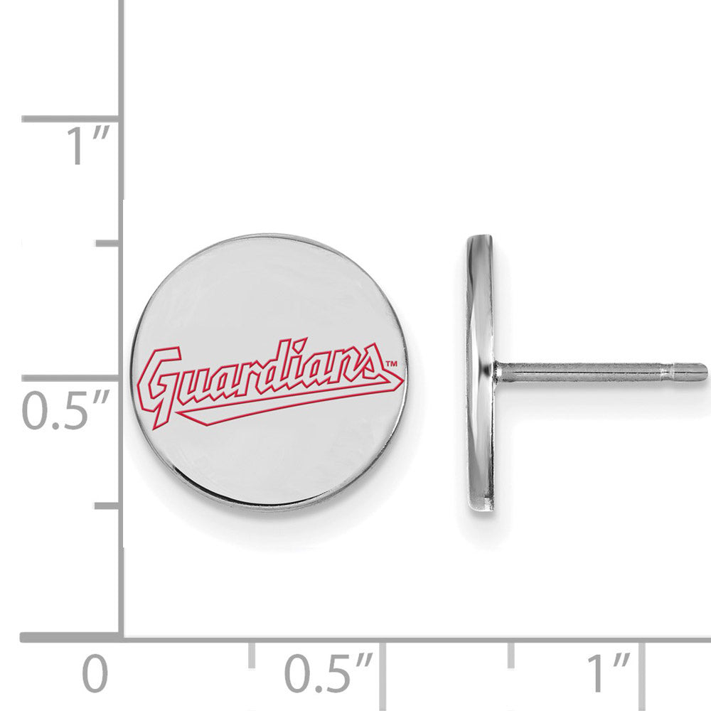 Alternate view of the Sterling Silver MLB Cleveland Guardians SM Enamel Disc Post Earrings by The Black Bow Jewelry Co.