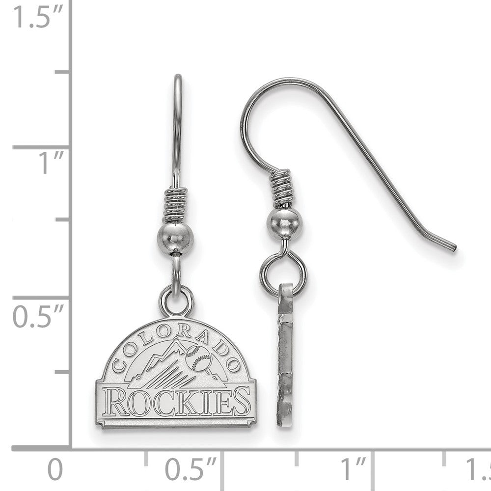 Alternate view of the Sterling Silver MLB Colorado Rockies XS Dangle Earrings by The Black Bow Jewelry Co.