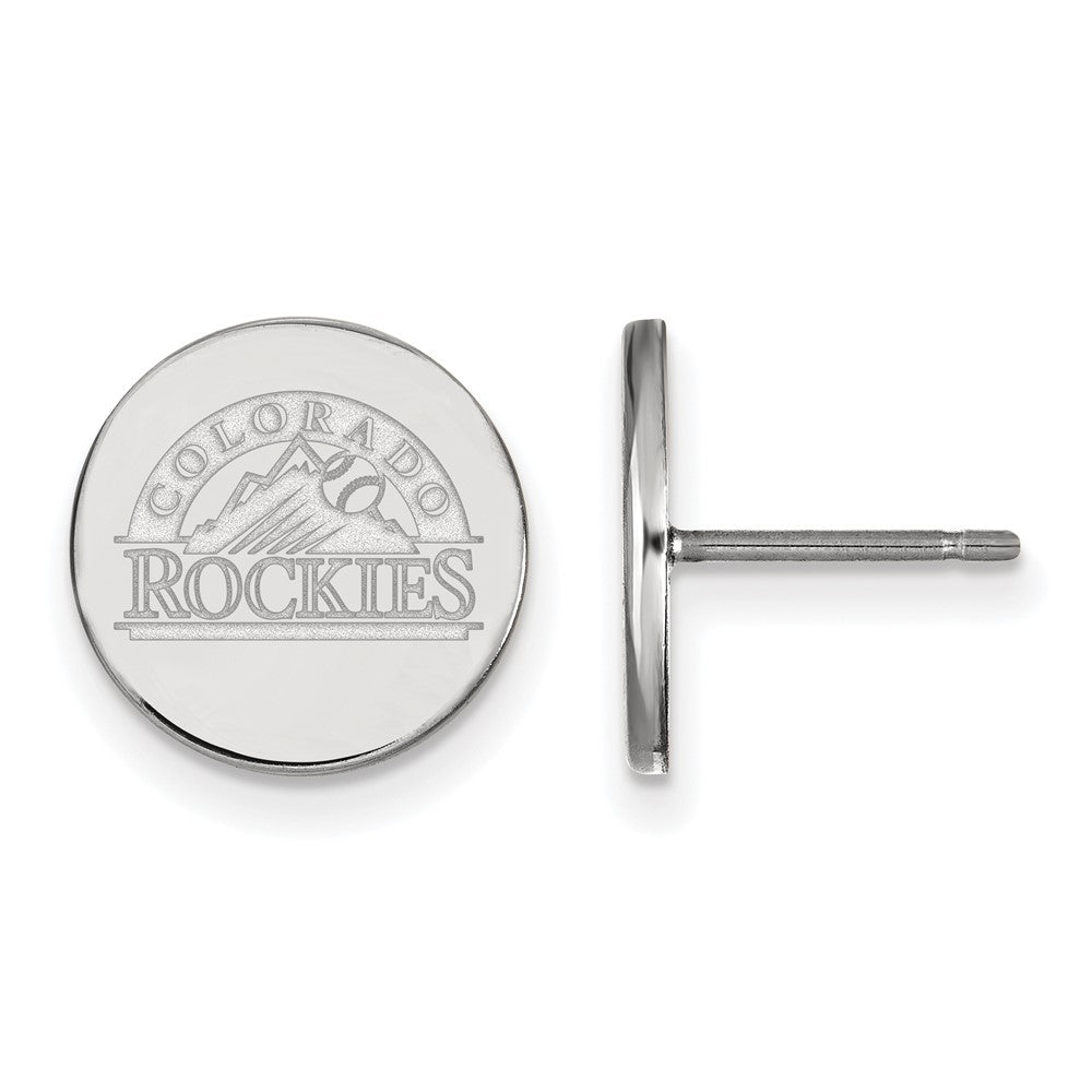 Sterling Silver MLB Colorado Rockies SM Disc Post Earrings, Item E18702 by The Black Bow Jewelry Co.
