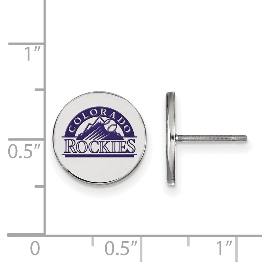 Alternate view of the Sterling Silver MLB Colorado Rockies SM Enamel Disc Post Earrings by The Black Bow Jewelry Co.