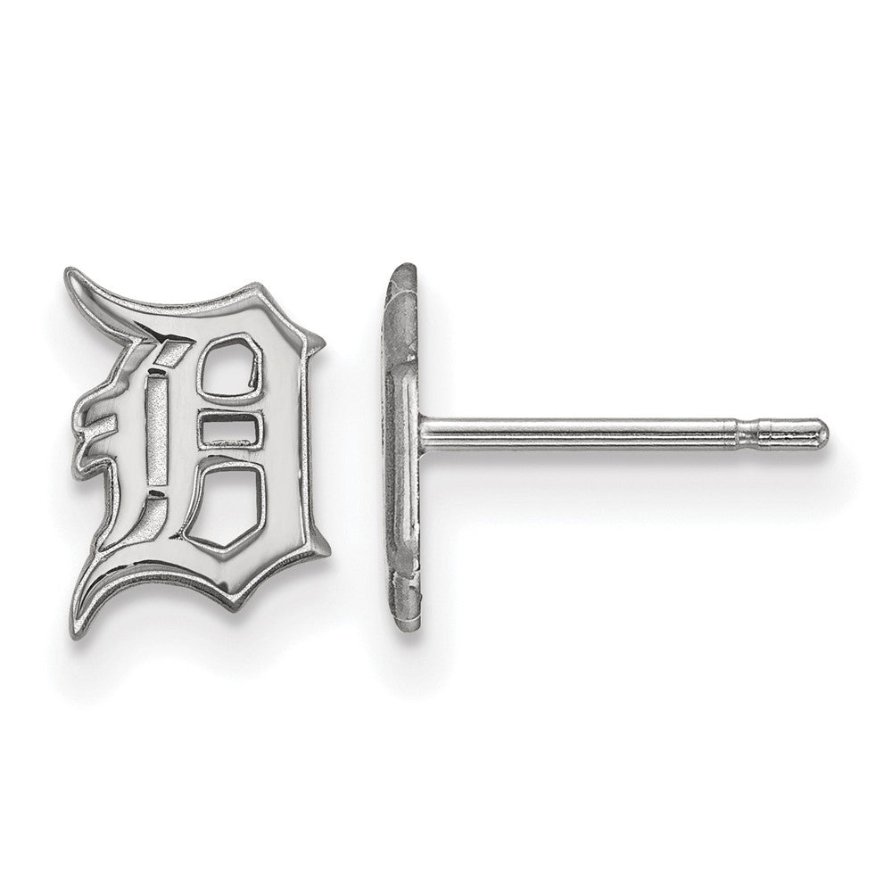 10K White Gold MLB Detroit Tigers XS (Tiny) Letter D Post Earrings, Item E18709 by The Black Bow Jewelry Co.
