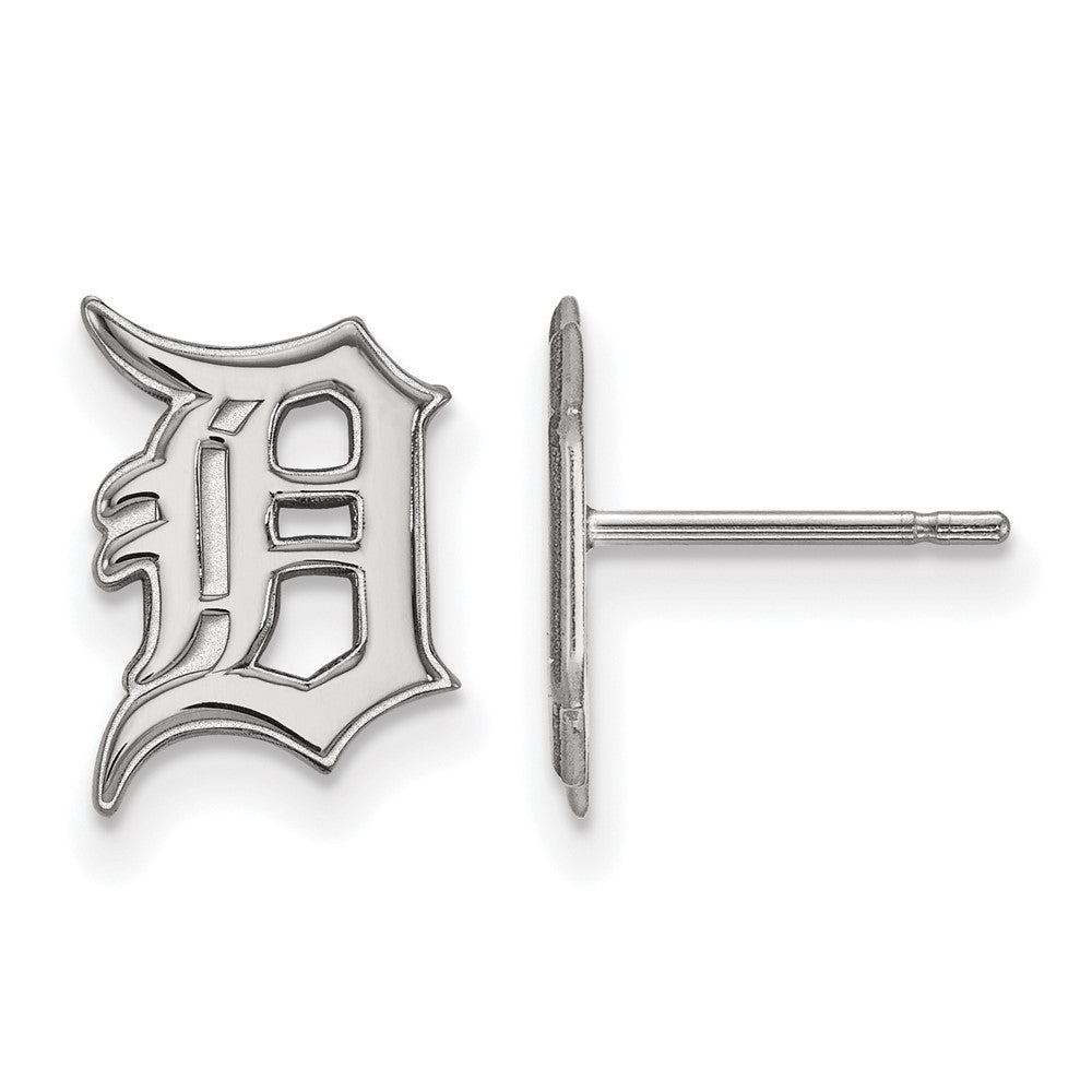 10K White Gold MLB Detroit Tigers Small Letter D Post Earrings, Item E18710 by The Black Bow Jewelry Co.