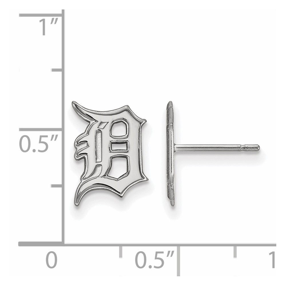 Alternate view of the 10K White Gold MLB Detroit Tigers Small Letter D Post Earrings by The Black Bow Jewelry Co.