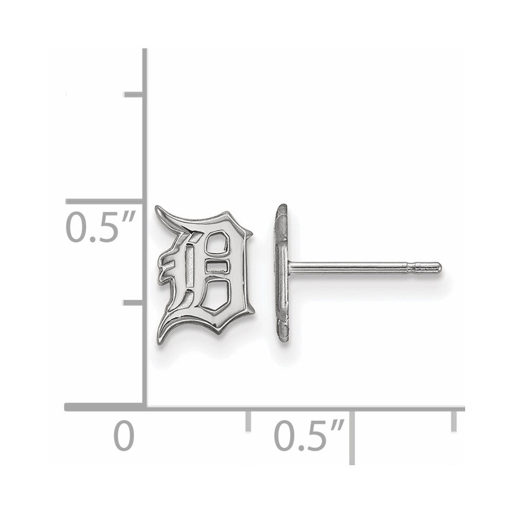 Alternate view of the 14K White Gold MLB Detroit Tigers XS (Tiny) Letter D Post Earrings by The Black Bow Jewelry Co.