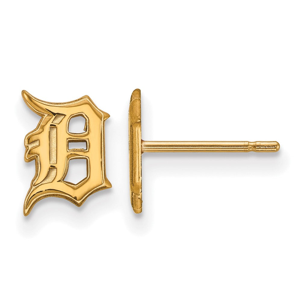 14K Yellow Gold MLB Detroit Tigers XS (Tiny) Letter D Post Earrings, Item E18716 by The Black Bow Jewelry Co.