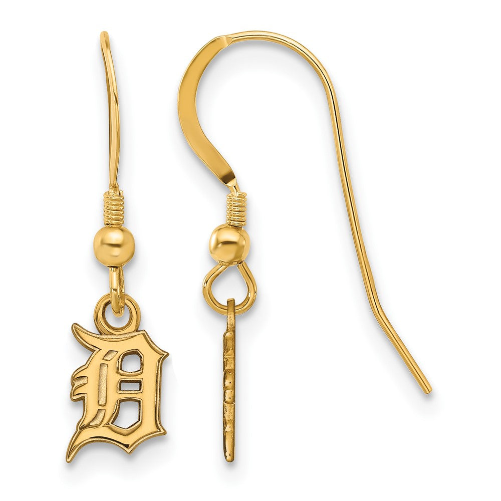 14K Gold Plated Silver MLB Detroit Tigers XS Letter D Dangle Earrings, Item E18719 by The Black Bow Jewelry Co.