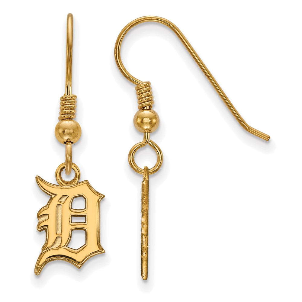 14K Gold Plated Silver MLB Detroit Tigers SM Letter D Dangle Earrings, Item E18720 by The Black Bow Jewelry Co.