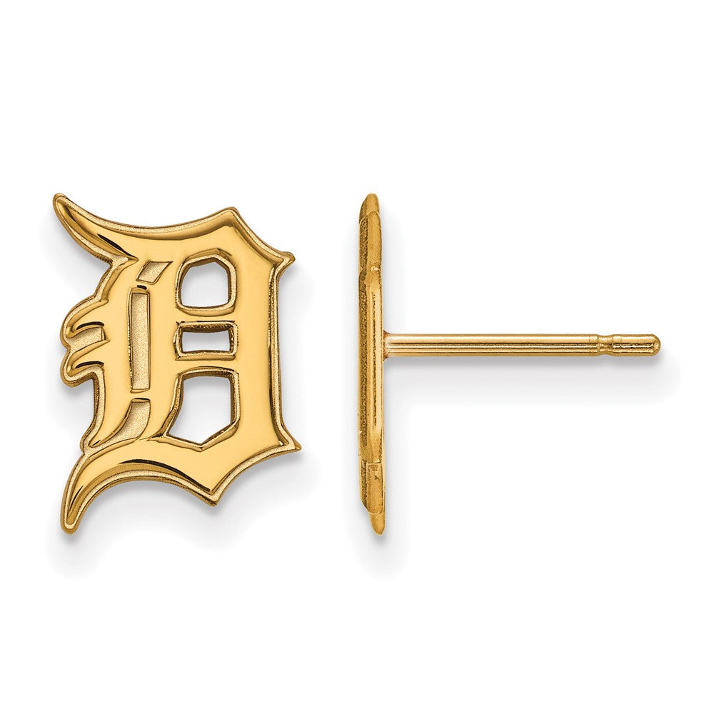 14K Gold Plated Silver MLB Detroit Tigers Small Letter D Post Earrings, Item E18722 by The Black Bow Jewelry Co.