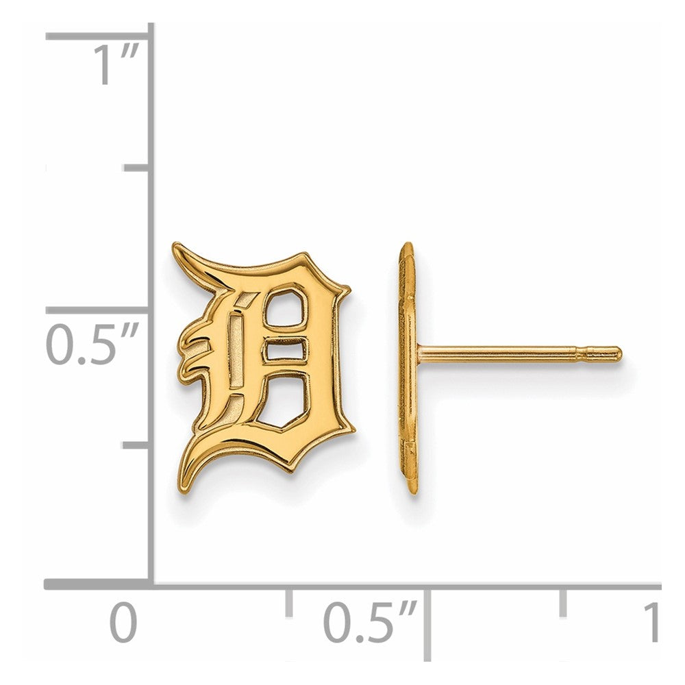Alternate view of the 14K Gold Plated Silver MLB Detroit Tigers Small Letter D Post Earrings by The Black Bow Jewelry Co.