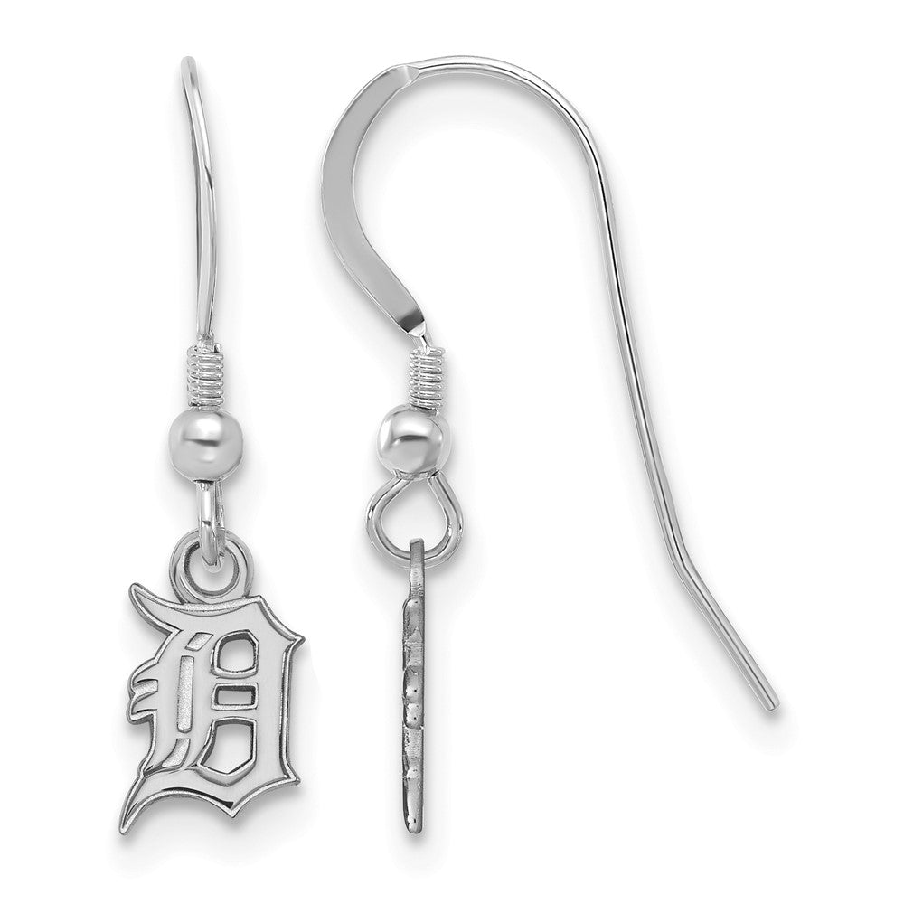 Sterling Silver MLB Detroit Tigers XS Letter D Dangle Earrings, Item E18724 by The Black Bow Jewelry Co.
