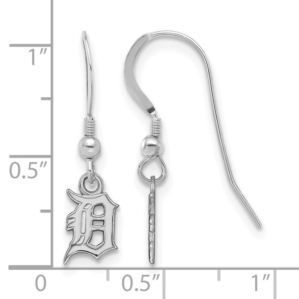 Alternate view of the Sterling Silver MLB Detroit Tigers XS Letter D Dangle Earrings by The Black Bow Jewelry Co.