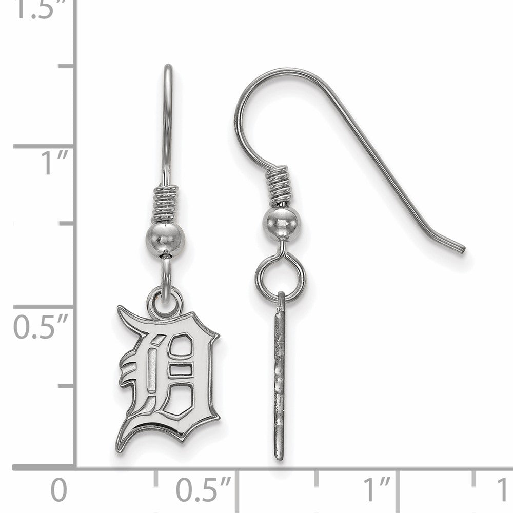 Alternate view of the Sterling Silver MLB Detroit Tigers SM Letter D Dangle Earrings by The Black Bow Jewelry Co.