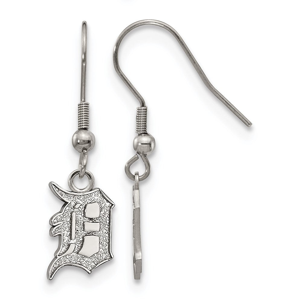 Stainless Steel MLB Detroit Tigers Letter D Dangle Earrings, Item E18732 by The Black Bow Jewelry Co.