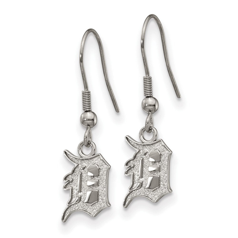 Alternate view of the Stainless Steel MLB Detroit Tigers Letter D Dangle Earrings by The Black Bow Jewelry Co.