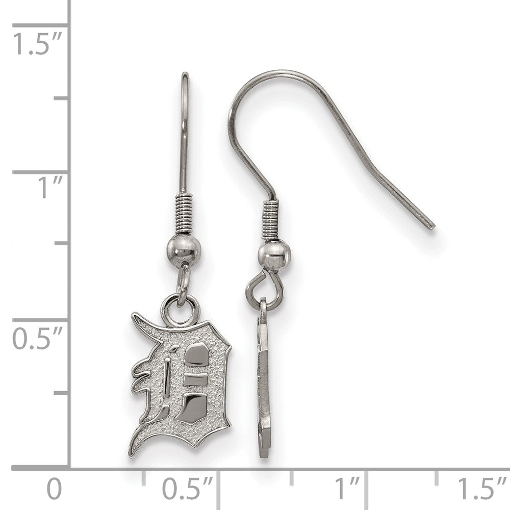 Alternate view of the Stainless Steel MLB Detroit Tigers Letter D Dangle Earrings by The Black Bow Jewelry Co.
