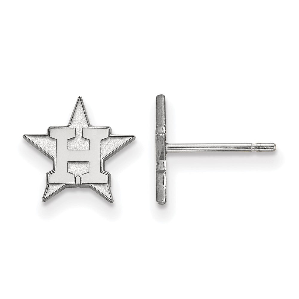 14K White Gold MLB Houston Astros XS (Tiny) H Star Post Earrings, Item E18737 by The Black Bow Jewelry Co.