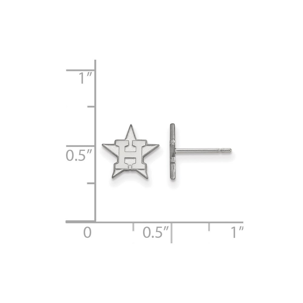 Alternate view of the 14K White Gold MLB Houston Astros XS (Tiny) H Star Post Earrings by The Black Bow Jewelry Co.