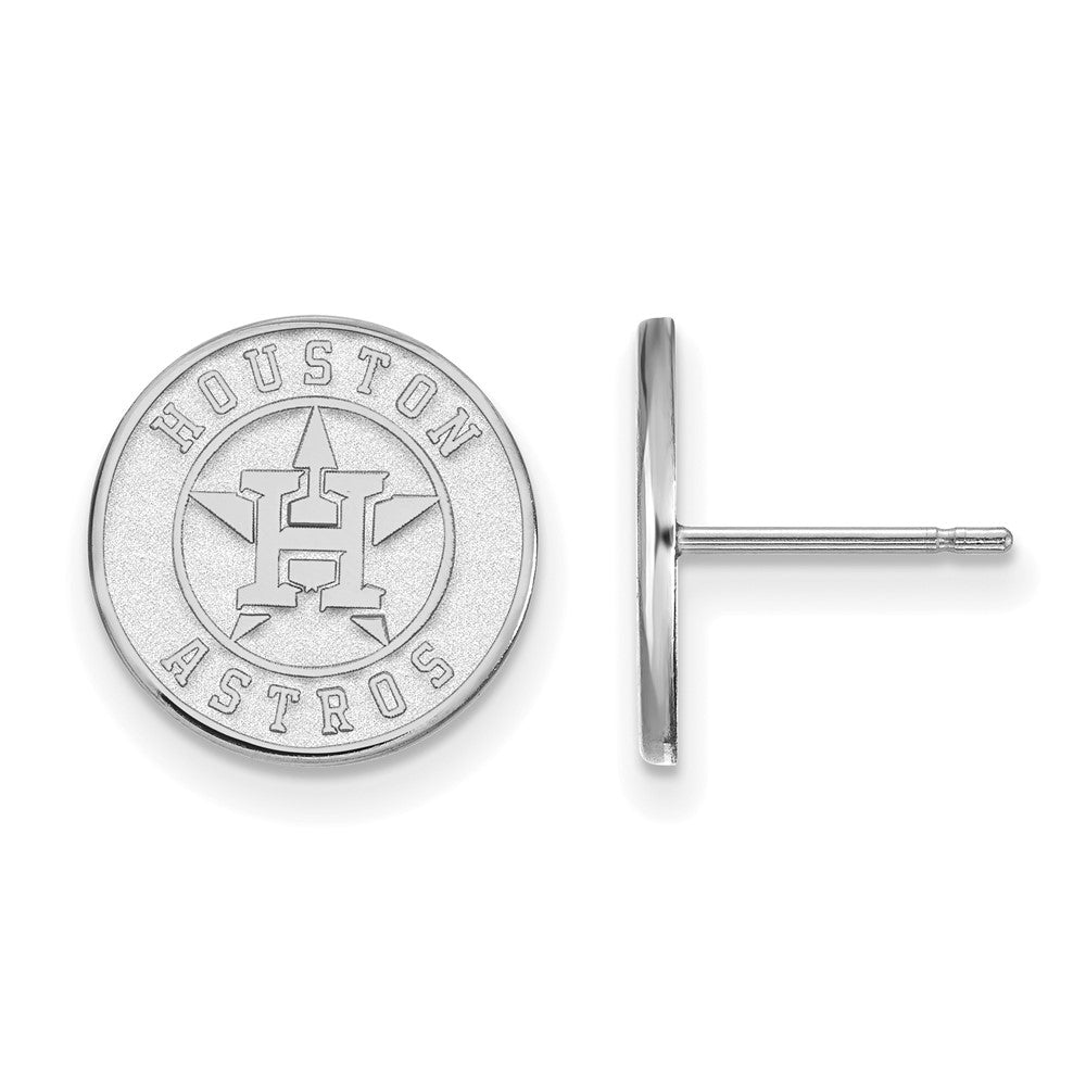 14K White Gold MLB Houston Astros XS (Tiny) Disc Post Earrings, Item E18738 by The Black Bow Jewelry Co.