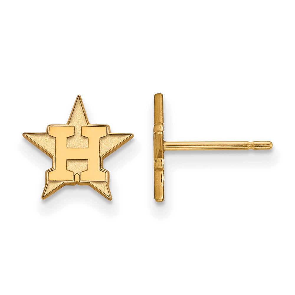 14K Yellow Gold MLB Houston Astros XS (Tiny) H Star Post Earrings, Item E18739 by The Black Bow Jewelry Co.