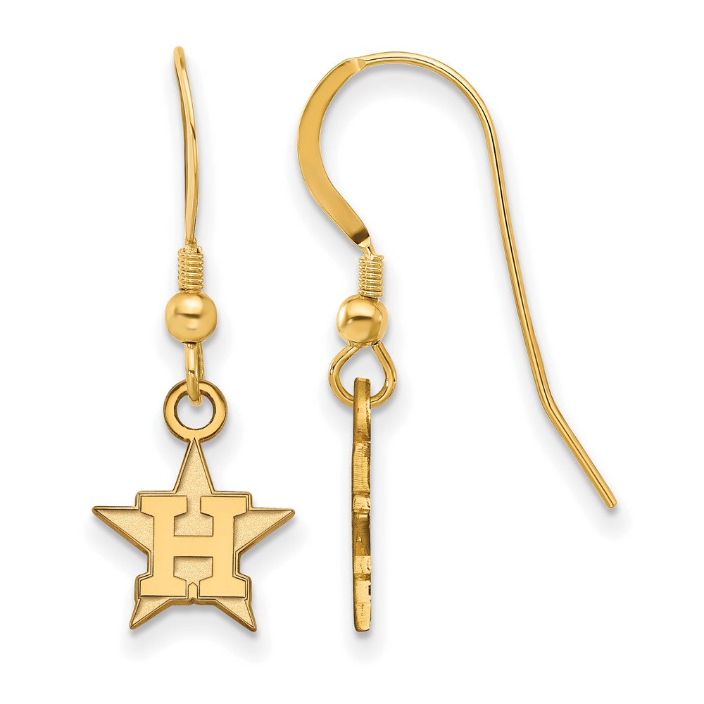 14K Gold Plated Silver MLB Houston Astros XS H Star Dangle Earrings, Item E18741 by The Black Bow Jewelry Co.