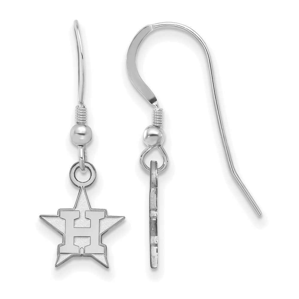 Sterling Silver MLB Houston Astros XS (Tiny) H Star Dangle Earrings, Item E18744 by The Black Bow Jewelry Co.
