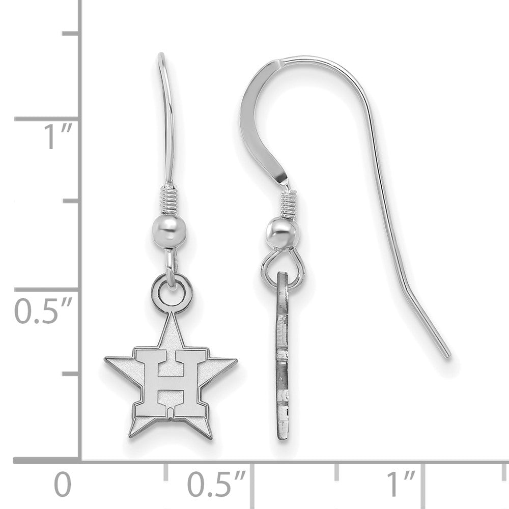 Alternate view of the Sterling Silver MLB Houston Astros XS (Tiny) H Star Dangle Earrings by The Black Bow Jewelry Co.