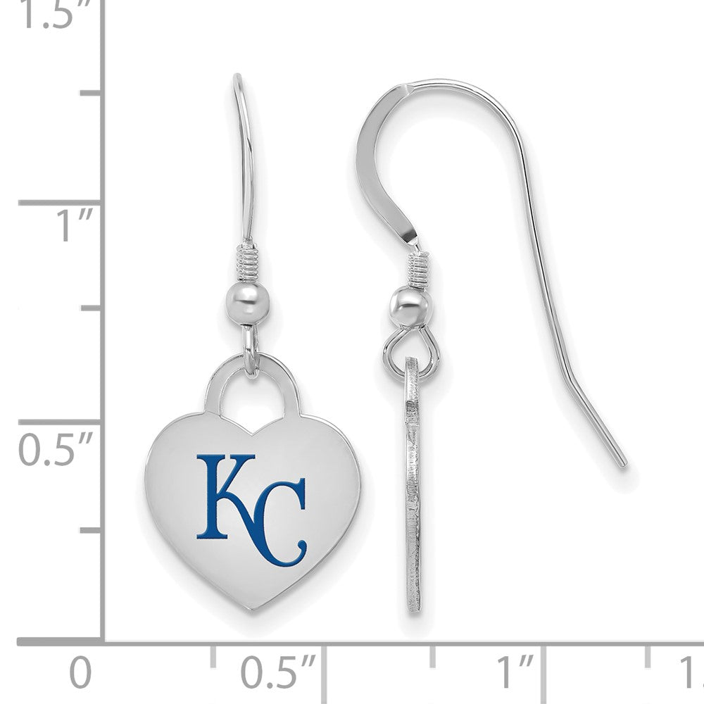 Alternate view of the Sterling Silver MLB Kansas City Royals SM Enamel Heart Dangle by The Black Bow Jewelry Co.