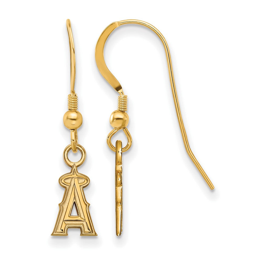 14K Gold Plated Silver MLB Los Angeles Angels XS Dangle Earrings, Item E18759 by The Black Bow Jewelry Co.