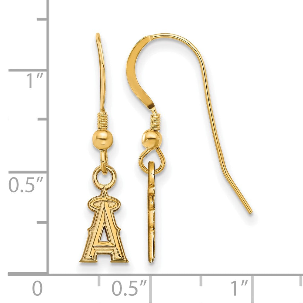 Alternate view of the 14K Gold Plated Silver MLB Los Angeles Angels XS Dangle Earrings by The Black Bow Jewelry Co.