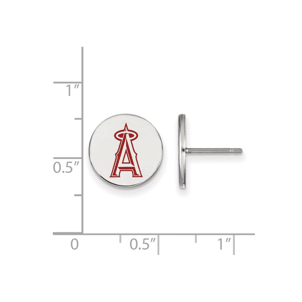 Alternate view of the Sterling Silver MLB Los Angeles Angels SM Enamel Disc Post Earrings by The Black Bow Jewelry Co.