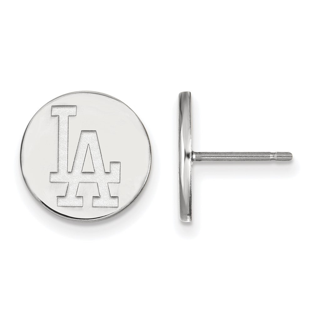 Sterling Silver MLB Los Angeles Dodgers SM Disc Post Earrings, Item E18771 by The Black Bow Jewelry Co.