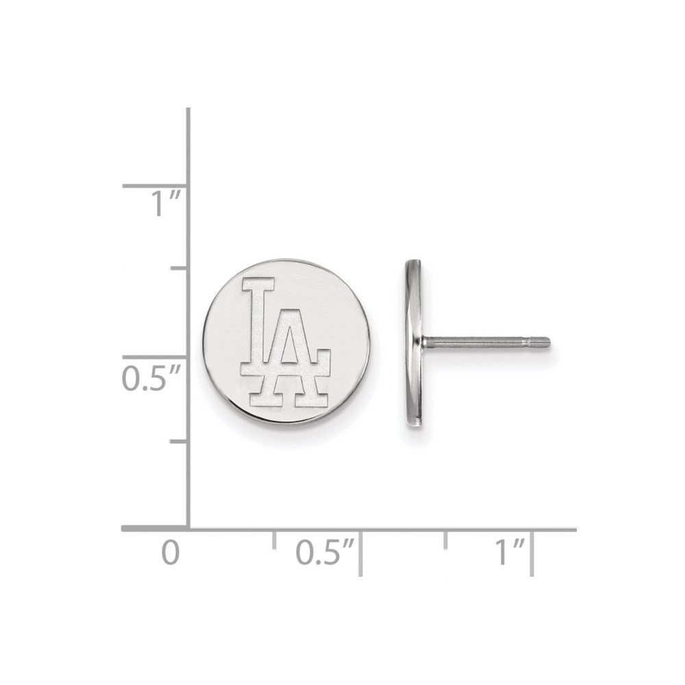 Alternate view of the Sterling Silver MLB Los Angeles Dodgers SM Disc Post Earrings by The Black Bow Jewelry Co.
