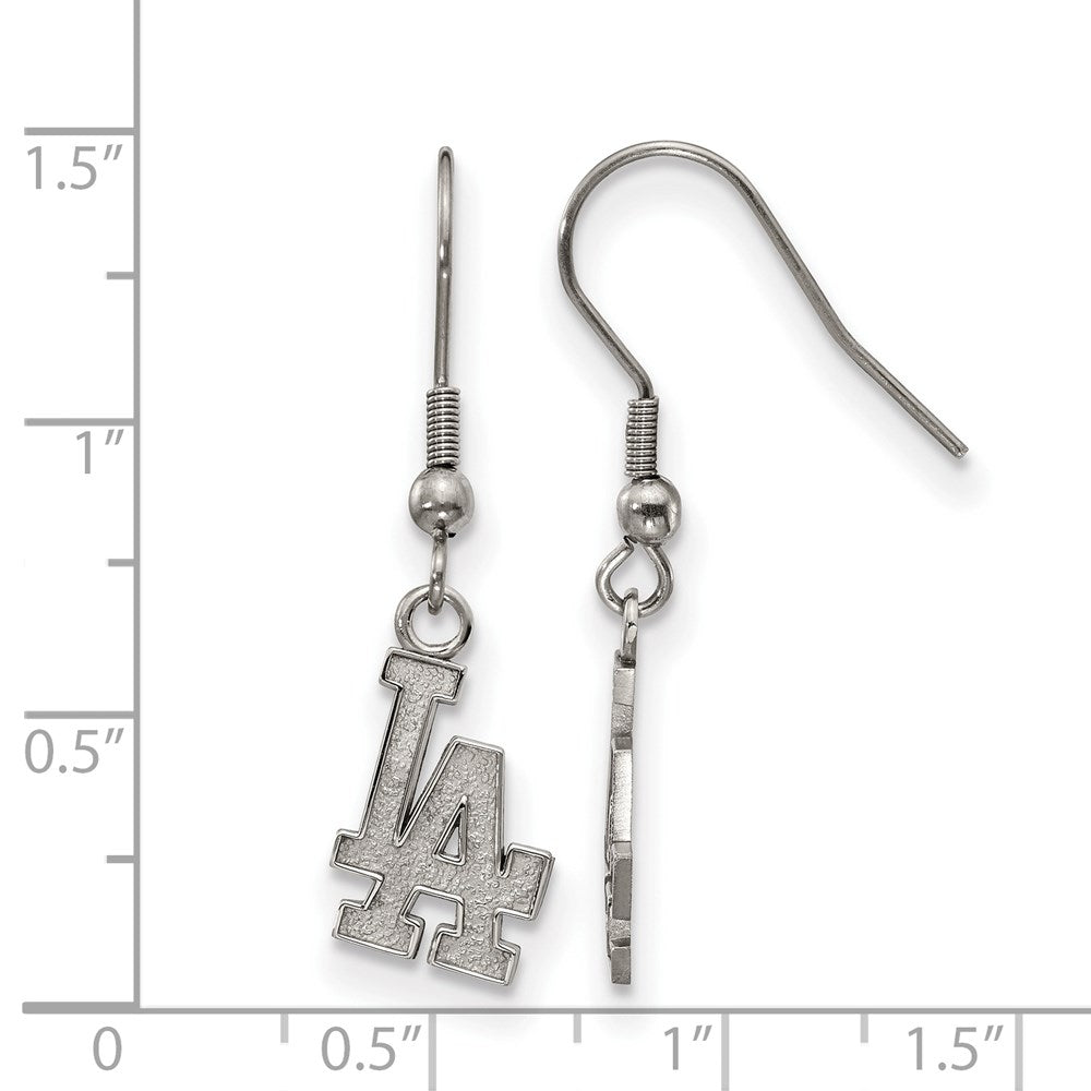 Alternate view of the Stainless Steel MLB Los Angeles Dodgers SM Dangle Earrings by The Black Bow Jewelry Co.