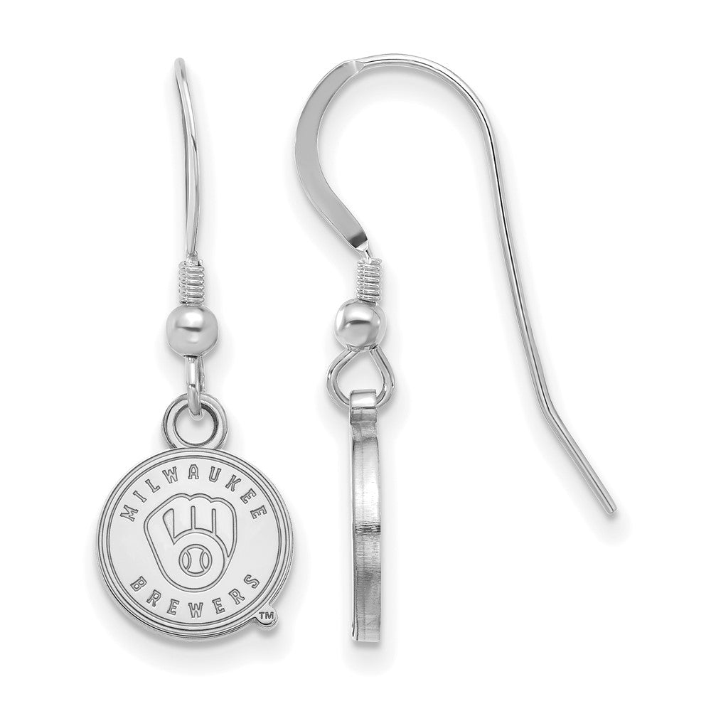 Sterling Silver MLB Milwaukee Brewers XS (Tiny) Disc Dangle Earrings, Item E18786 by The Black Bow Jewelry Co.