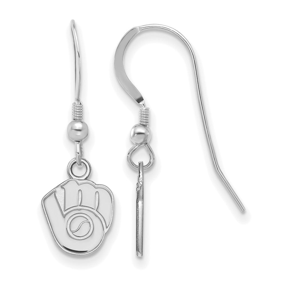 Sterling Silver MLB Milwaukee Brewers XS (Tiny) Glove Dangle Earrings, Item E18789 by The Black Bow Jewelry Co.
