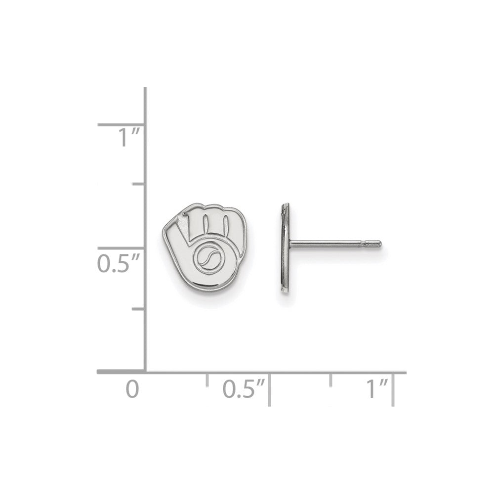 Alternate view of the Sterling Silver MLB Milwaukee Brewers XS (Tiny) Glove Post Earrings by The Black Bow Jewelry Co.