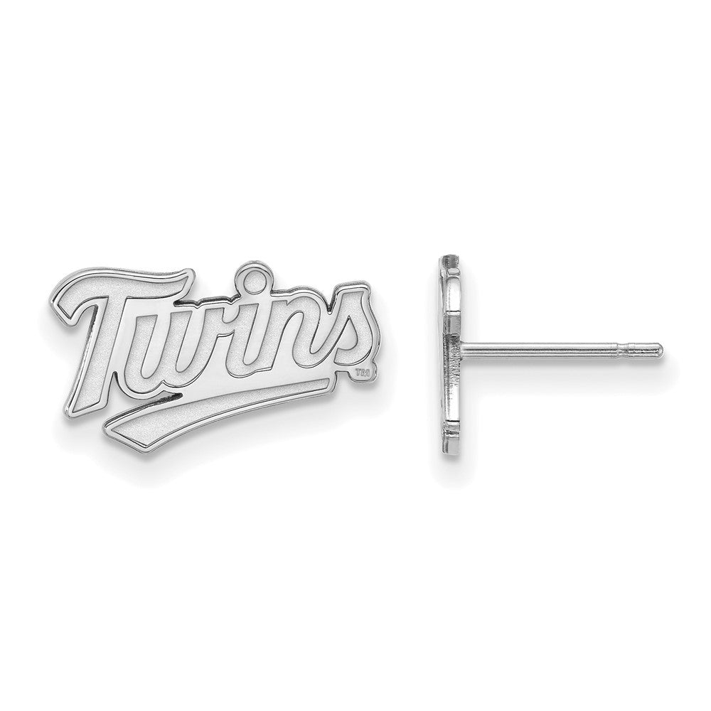 14K White Gold MLB Minnesota Twins XS Script Post Earrings, Item E18796 by The Black Bow Jewelry Co.