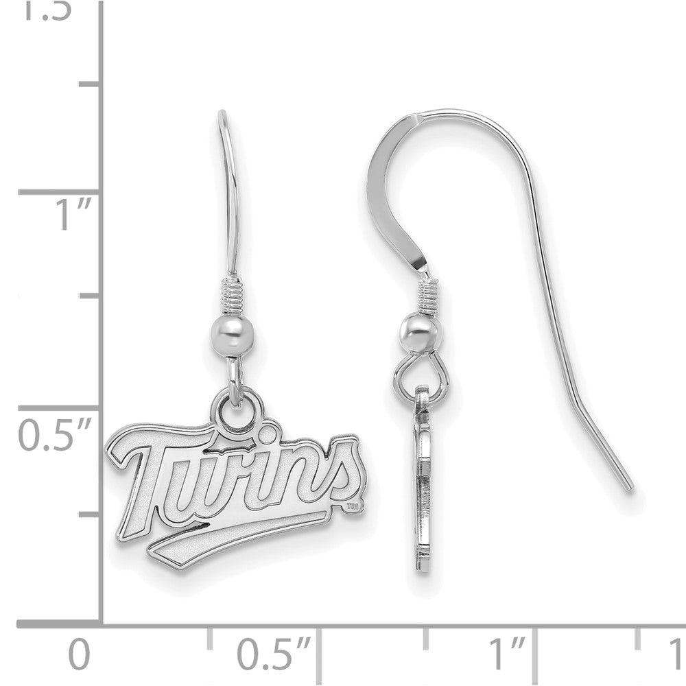 Alternate view of the Sterling Silver MLB Minnesota Twins XS Script Dangle Earrings by The Black Bow Jewelry Co.